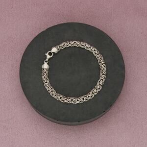 sterling silver 5mm byzantine chain bracelet size 6.5in